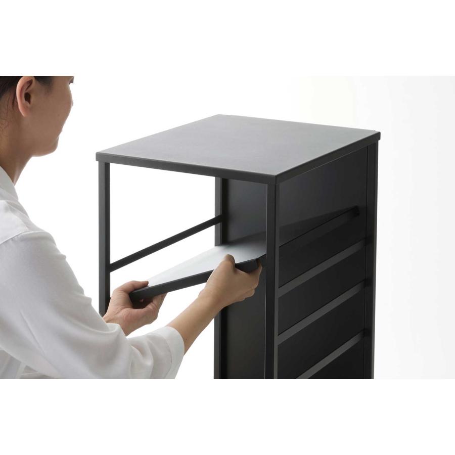 収納ワゴン 山崎実業 正規品 tower タワー 目隠しワゴン スリム 天板付き キャスター付き  8471 ブラック | tower | 06