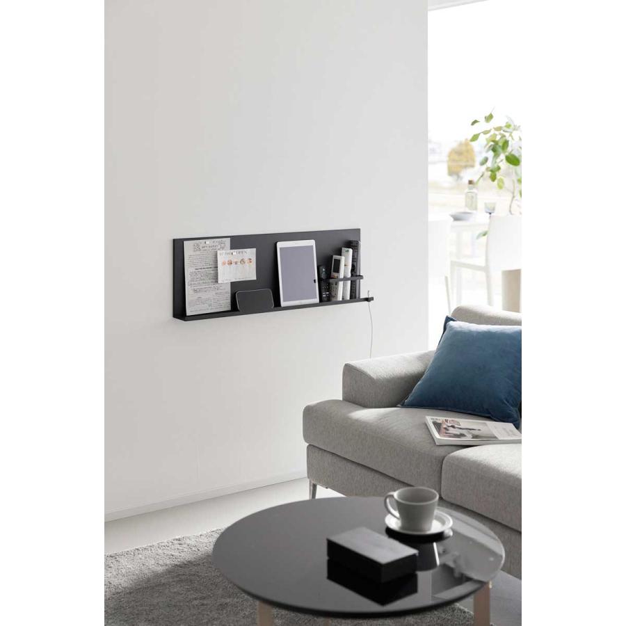 壁面収納 山崎実業 正規品 tower タワー 壁付けスチールパネル リモコンホルダー付き ウォールラック 収納ラック  10353 ブラック | tower | 05