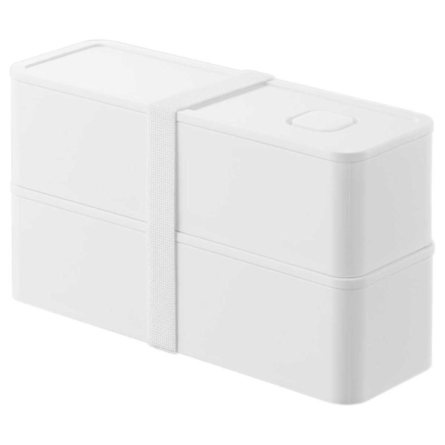 弁当箱 山崎実業 正規品 tower タワー バルブ付き密閉ランチボックス 2段 スリム ランチボックス  10272 ホワイト | tower | 01