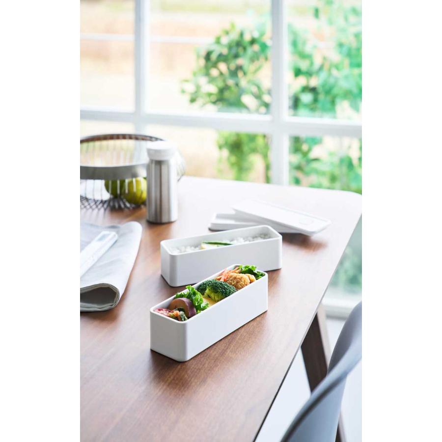 弁当箱 山崎実業 正規品 tower タワー バルブ付き密閉ランチボックス 2段 スリム ランチボックス  10272 ホワイト | tower | 02