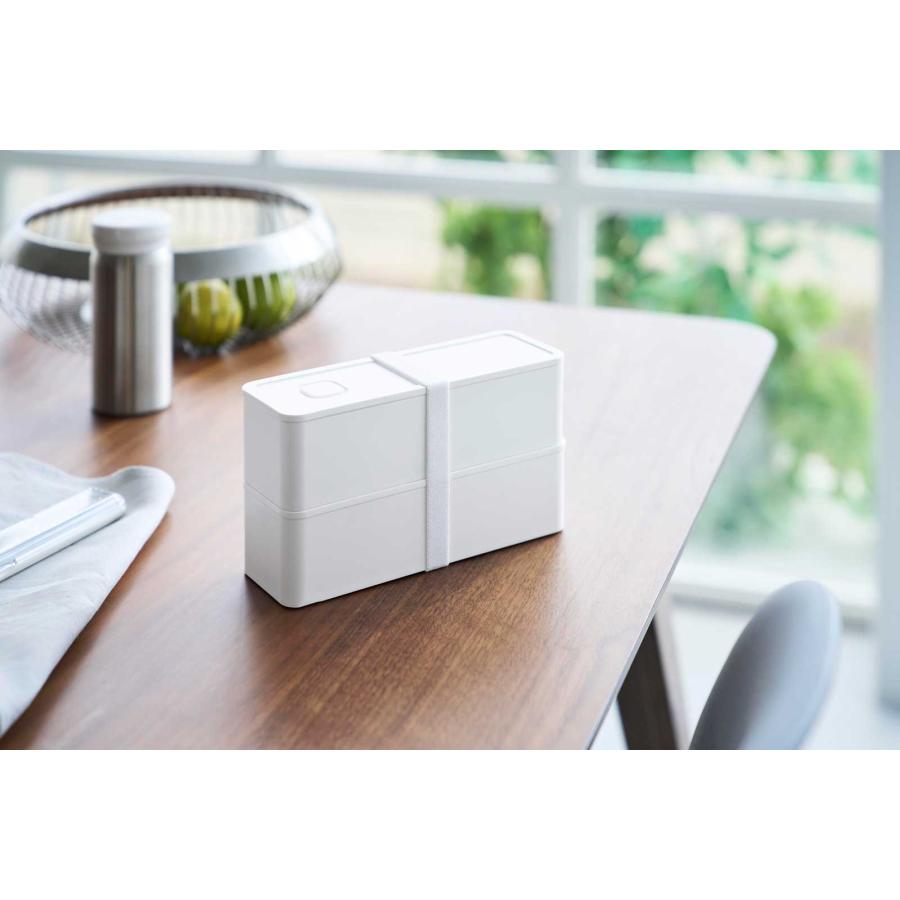 弁当箱 山崎実業 正規品 tower タワー バルブ付き密閉ランチボックス 2段 スリム ランチボックス  10272 ホワイト | tower | 03