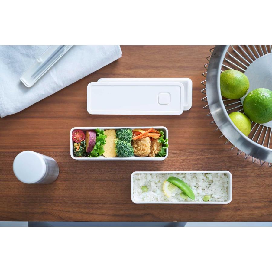 弁当箱 山崎実業 正規品 tower タワー バルブ付き密閉ランチボックス 2段 スリム ランチボックス  10272 ホワイト | tower | 04