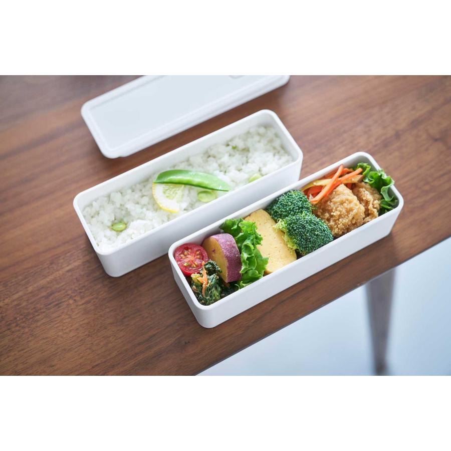 弁当箱 山崎実業 正規品 tower タワー バルブ付き密閉ランチボックス 2段 スリム ランチボックス  10272 ホワイト | tower | 05