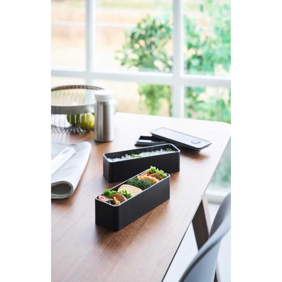 弁当箱 山崎実業 正規品 tower タワー バルブ付き密閉ランチボックス 2段 スリム ランチボックス  10273 ブラック | tower | 02