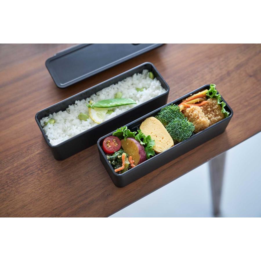 弁当箱 山崎実業 正規品 tower タワー バルブ付き密閉ランチボックス 2段 スリム ランチボックス  10273 ブラック | tower | 05
