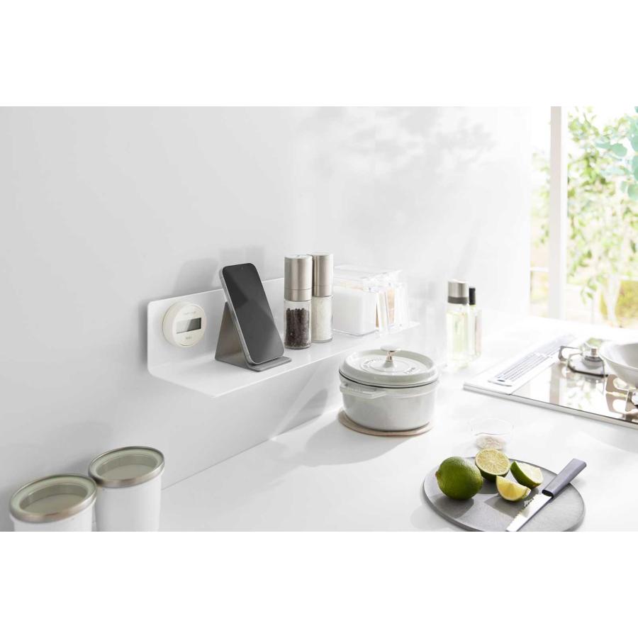 キッチン棚 山崎実業 正規品 tower タワー フィルムフックキッチン棚 ワイド ウォールラック 棚板  10410 ホワイト | tower | 03