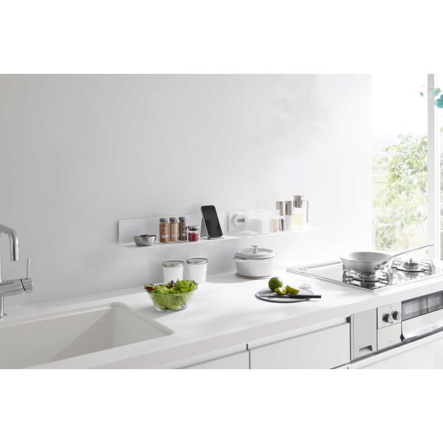 キッチン棚 山崎実業 正規品 tower タワー フィルムフックキッチン棚 ワイド ウォールラック 棚板  10410 ホワイト | tower | 04