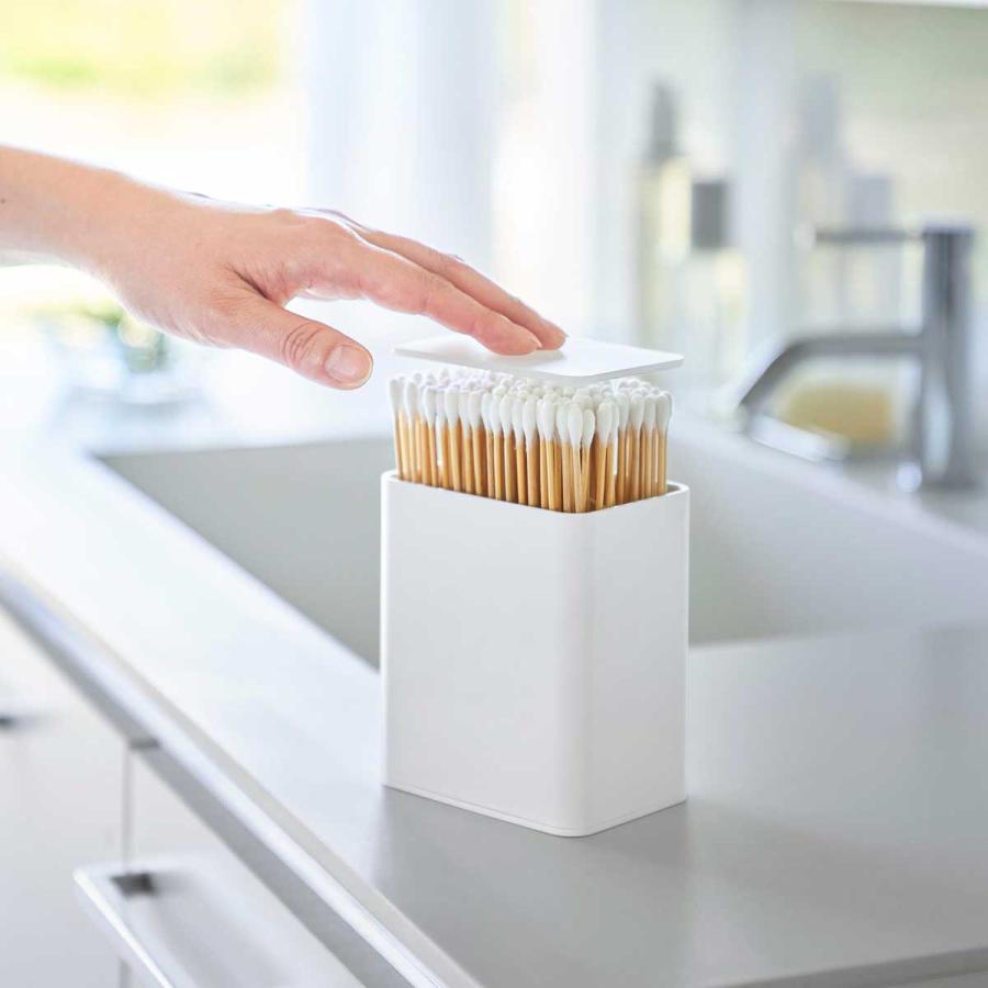 綿棒ケース 山崎実業 正規品 tower タワー ポップアップ式綿棒ケース ケア用品  10284 ホワイト | tower