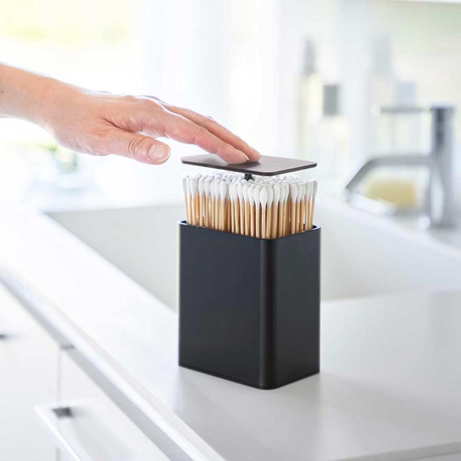 綿棒ケース 山崎実業 正規品 tower タワー ポップアップ式綿棒ケース ケア用品  10285 ブラック | tower