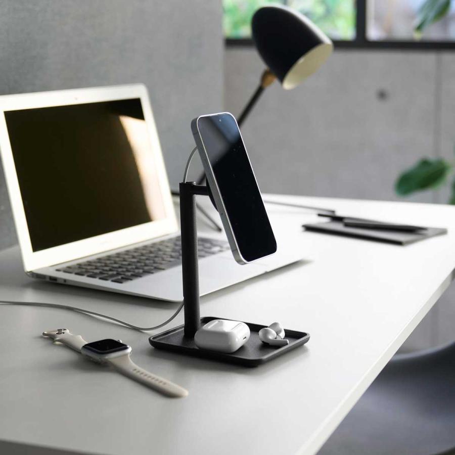スマホスタンド 山崎実業 正規品 tower タワー トレー付きスマートフォン充電スタンド スマートフォン用スタンド  10089 ブラック | tower
