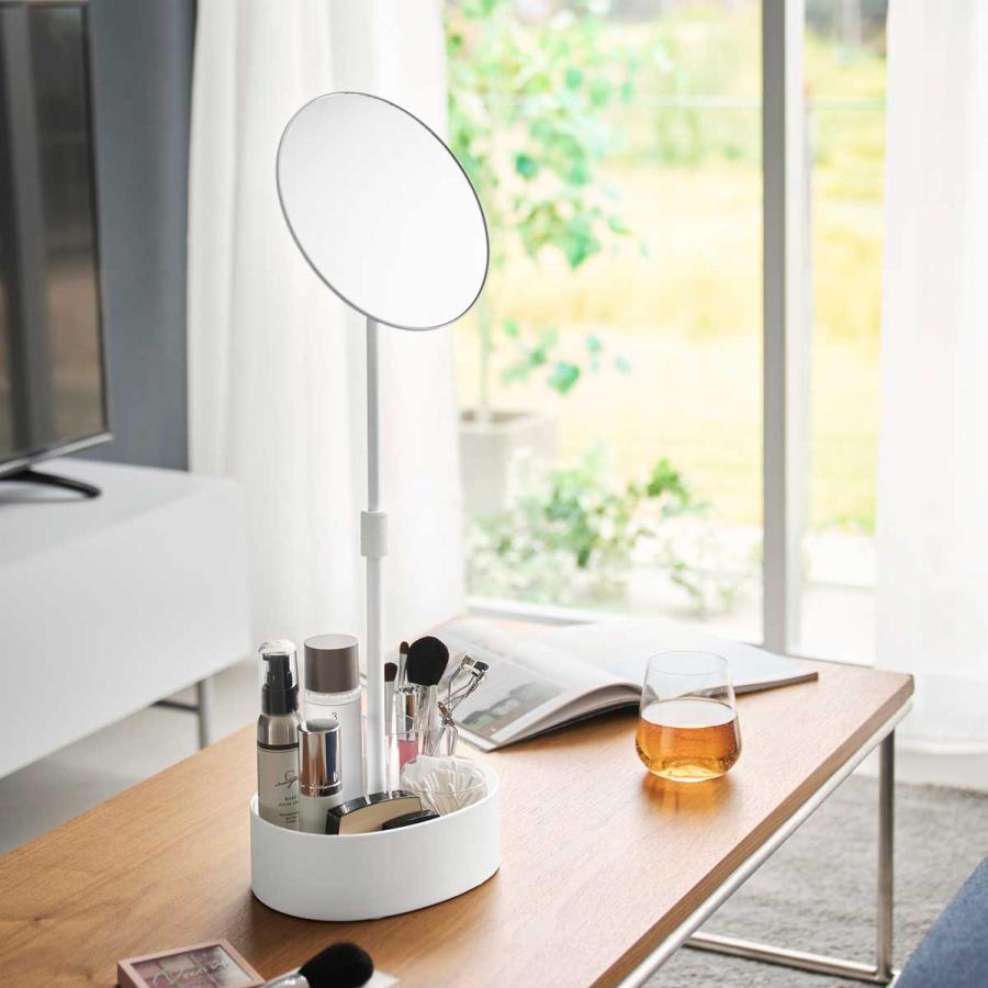 化粧鏡 山崎実業 正規品 tower タワー 高さと角度が調節できる収納付きスタンドミラー メイクアップミラー  10418 ホワイト | tower