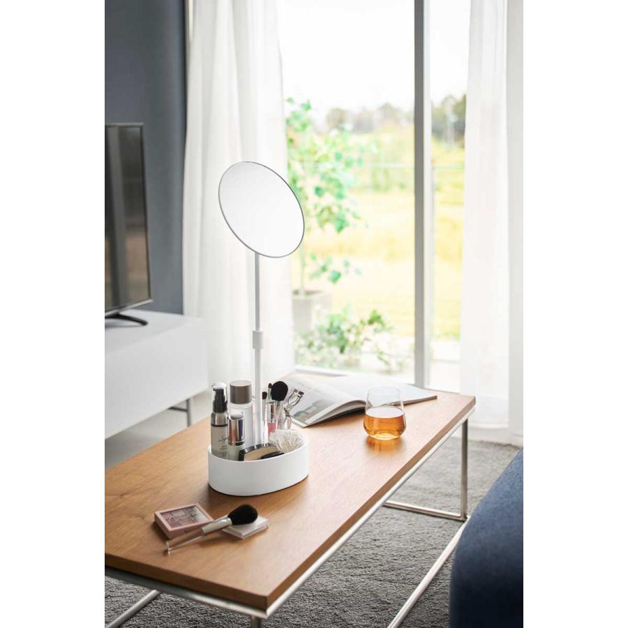 化粧鏡 山崎実業 正規品 tower タワー 高さと角度が調節できる収納付きスタンドミラー メイクアップミラー  10418 ホワイト | tower | 02