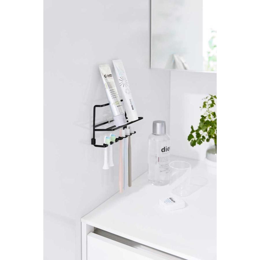 歯ブラシホルダー 山崎実業 正規品 tower タワー フィルムフック歯ブラシ&チューブホルダー 引っ掛け  10325 ブラック | tower | 05