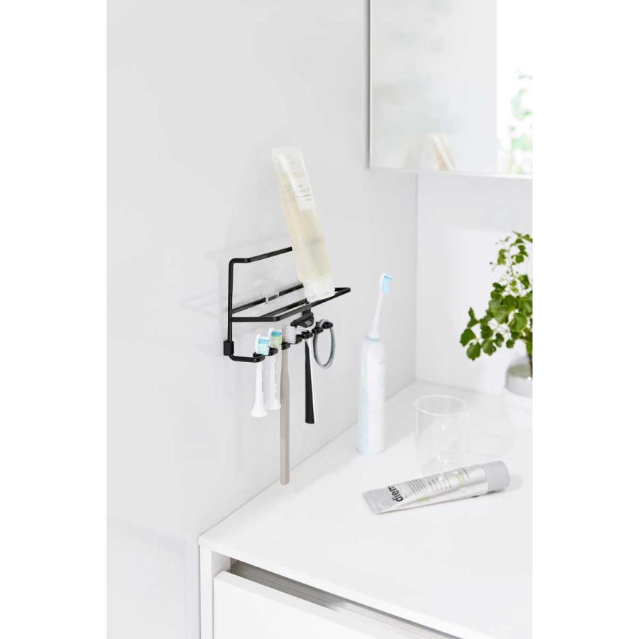 歯ブラシホルダー 山崎実業 正規品 tower タワー フィルムフック歯ブラシ&チューブホルダー 引っ掛け  10325 ブラック | tower | 06
