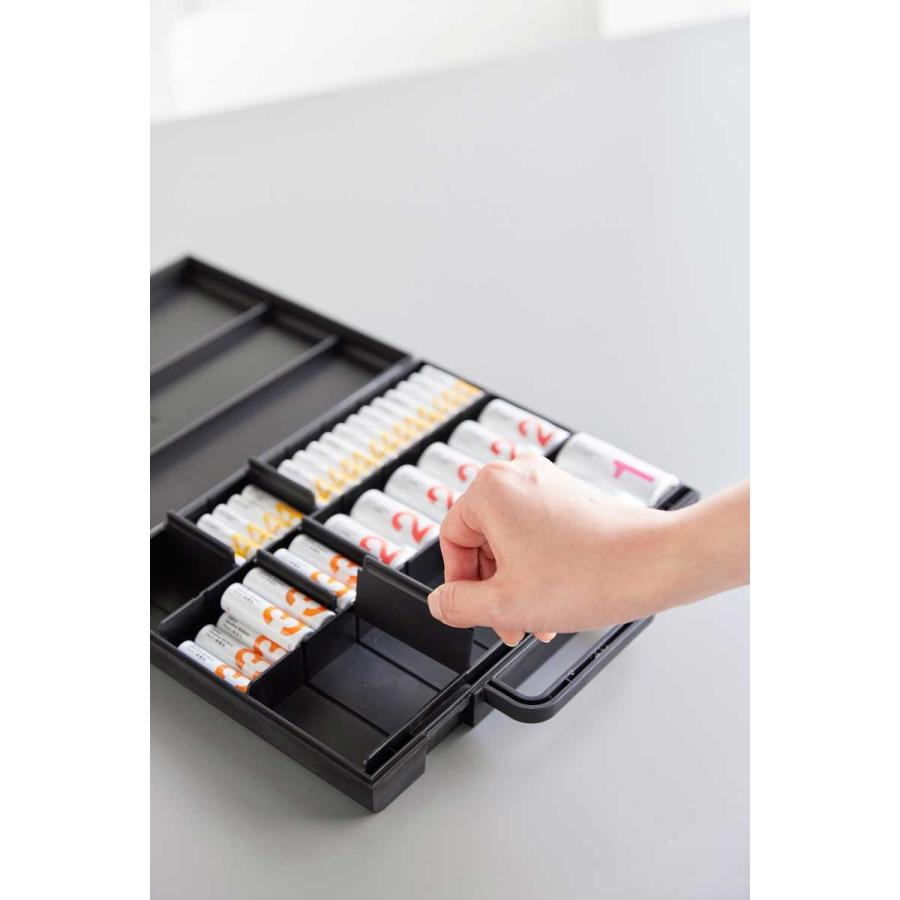 電池ケース 山崎実業 正規品 tower タワー ハンドル付きスリム分別電池ケース 電池収納ケース  10463 ブラック | tower | 05