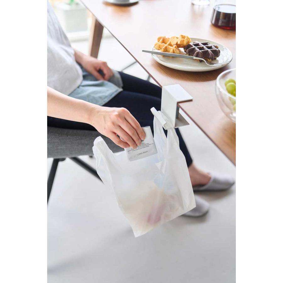 バッグハンガー 山崎実業 正規品 tower タワー テーブル横レジ袋ハンガー レジ袋ホルダー  10482 ホワイト | tower | 07