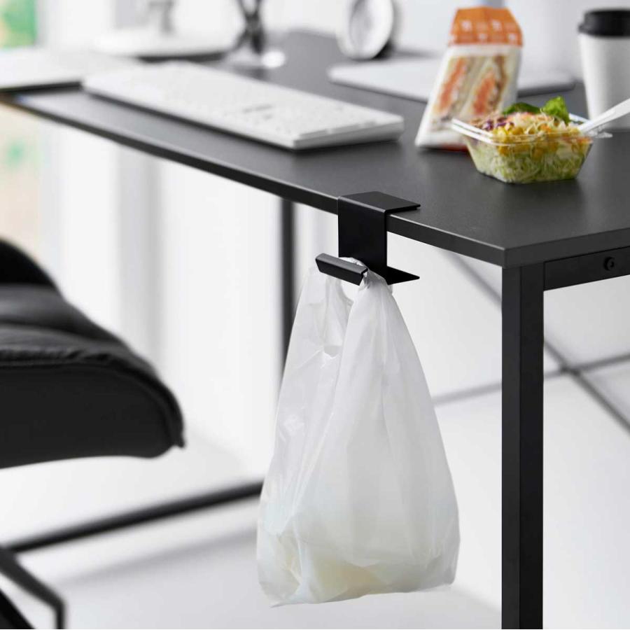 バッグハンガー 山崎実業 正規品 tower タワー テーブル横レジ袋ハンガー レジ袋ホルダー  10483 ブラック | tower