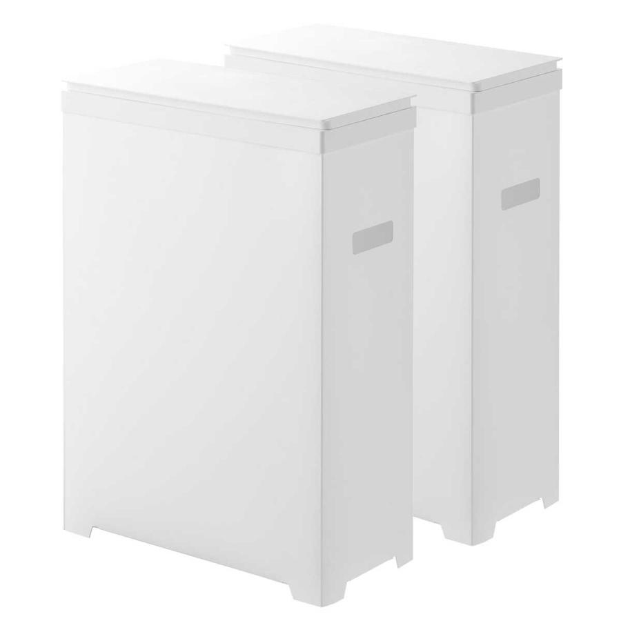 ふた付きゴミ箱 45リットル 山崎実業 正規品 tower タワー スリム蓋付きゴミ箱 横開きタイプ 45L 2個組 キッチン用  1526 ホワイト | tower | 01