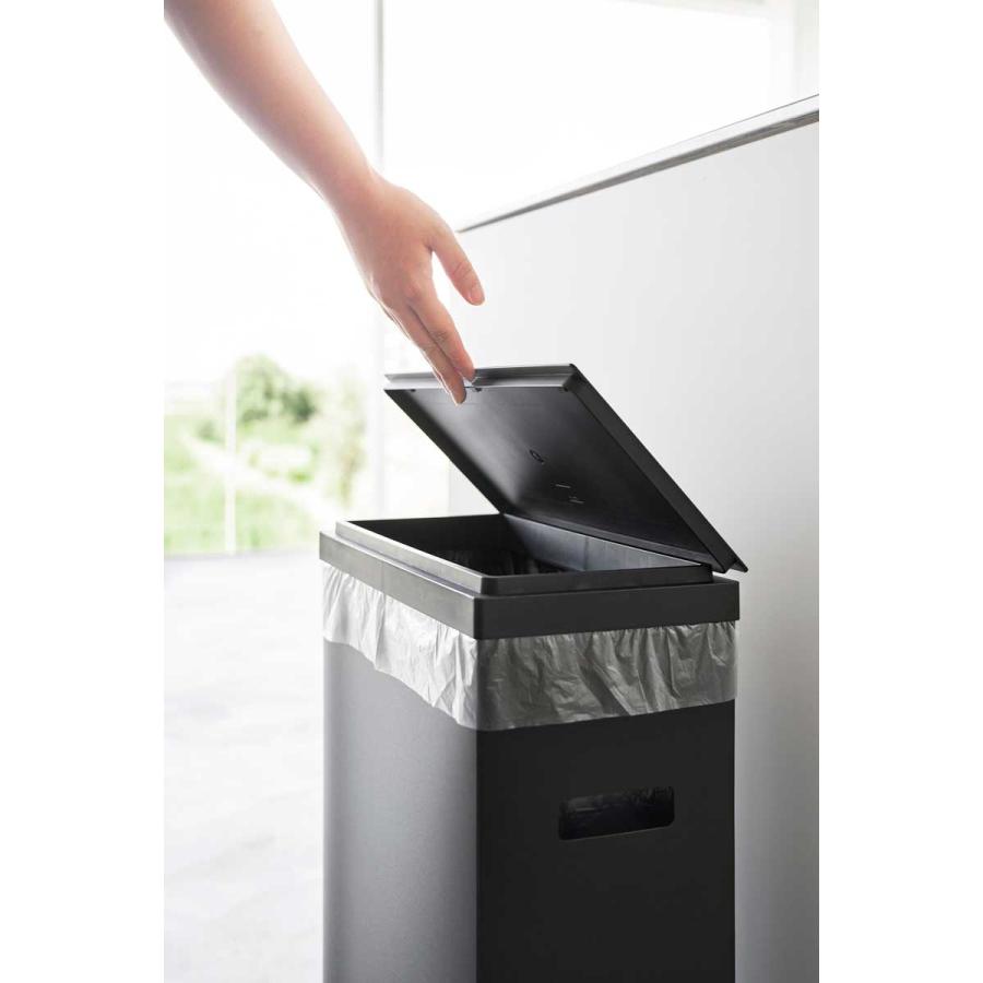 ふた付きゴミ箱 45リットル 山崎実業 正規品 tower タワー スリム蓋付きゴミ箱 横開きタイプ 45L 2個組 キッチン用  1527 ブラック | tower | 05