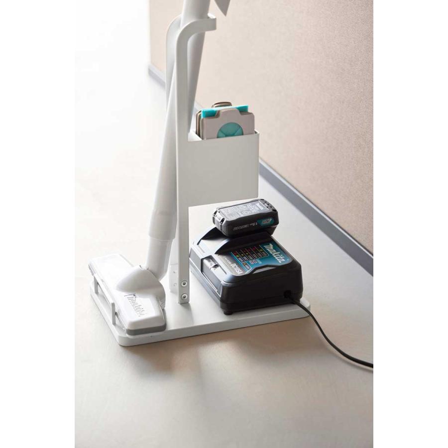 スティッククリーナースタンド 山崎実業 正規品 tower タワー スティッククリーナー紙パック&充電器収納スタンド 掃除機スタンド  10260 ホワイト | tower | 06