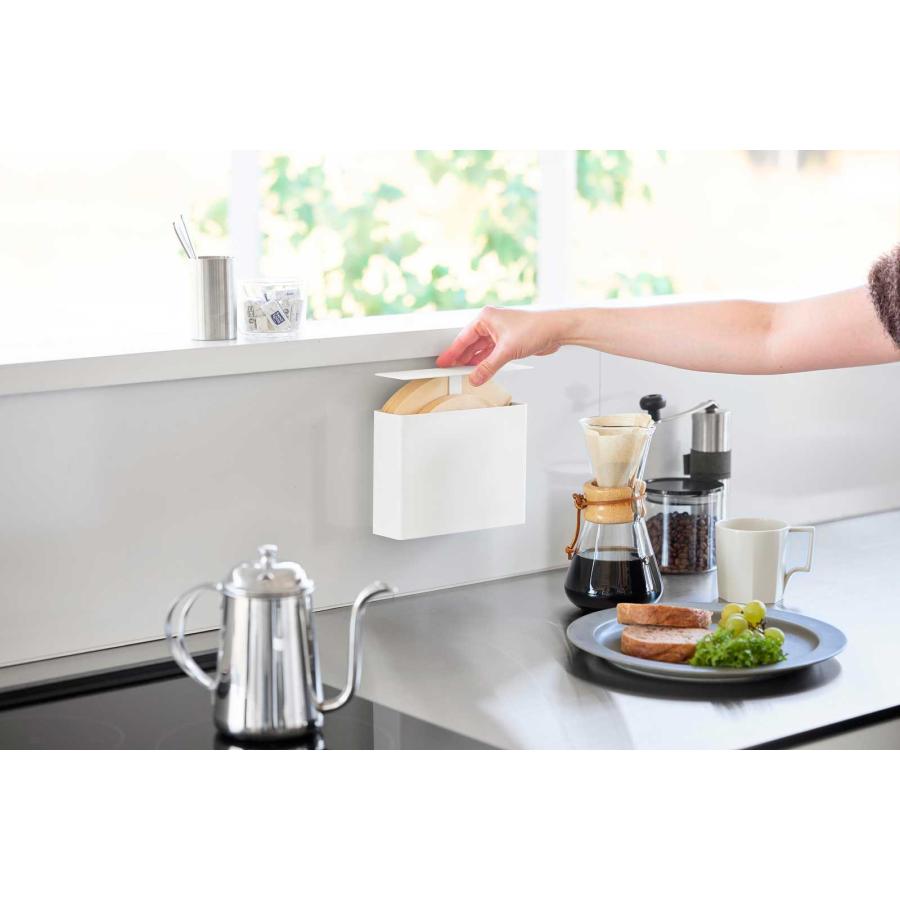 コーヒーフィルターケース 山崎実業 正規品 tower タワー マグネットコーヒーペーパーフィルターケース コーヒーフィルターホルダー  10330 ホワイト | tower | 06