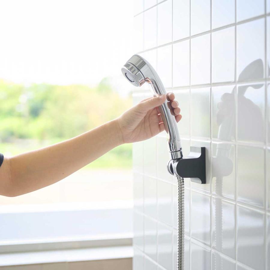 シャワーフック 山崎実業 正規品 tower タワー 角度が調節できるフィルムフックシャワーホルダー シャワーハンガー 掛具  10289 ブラック | tower | 04