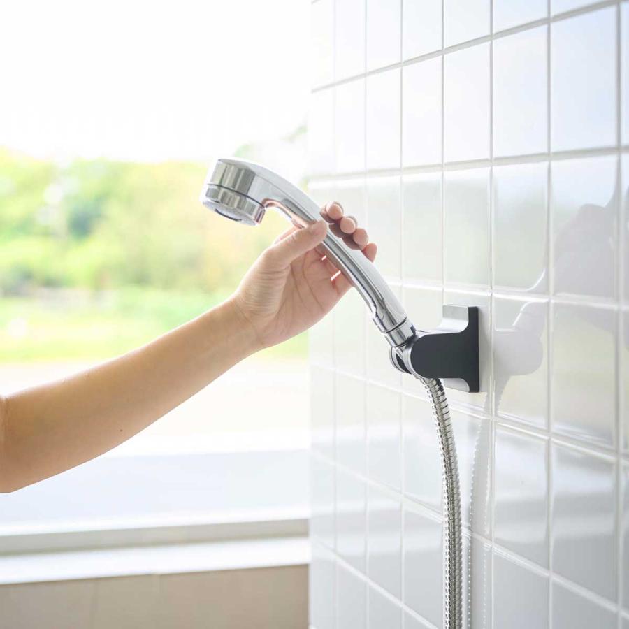 シャワーフック 山崎実業 正規品 tower タワー 角度が調節できるフィルムフックシャワーホルダー シャワーハンガー 掛具  10289 ブラック | tower | 06