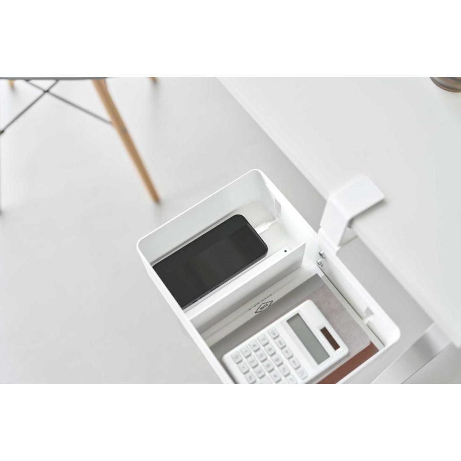 デスク収納ラック 山崎実業 正規品 tower タワー テーブル横回転収納ラック 仕切り付き デスクトレー テーブル収納  10365 ホワイト | tower | 06