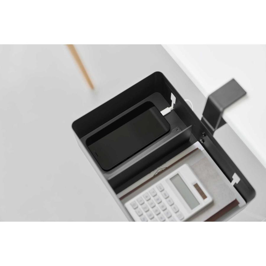 デスク収納ラック 山崎実業 正規品 tower タワー テーブル横回転収納ラック 仕切り付き デスクトレー テーブル収納  10366 ブラック | tower | 06