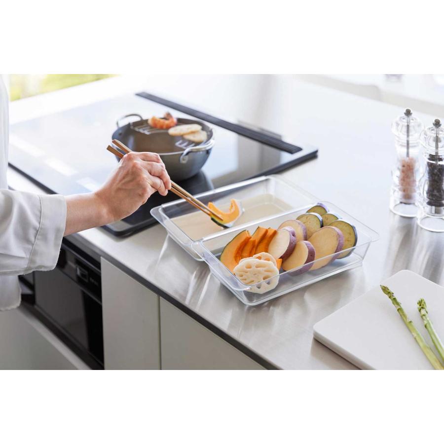 調理トレー 山崎実業 正規品 tower タワー 電子レンジ対応連結できる洗いやすい下ごしらえ調理トレー 深型 2個組 バット 調理器具  10337 クリア | tower | 03