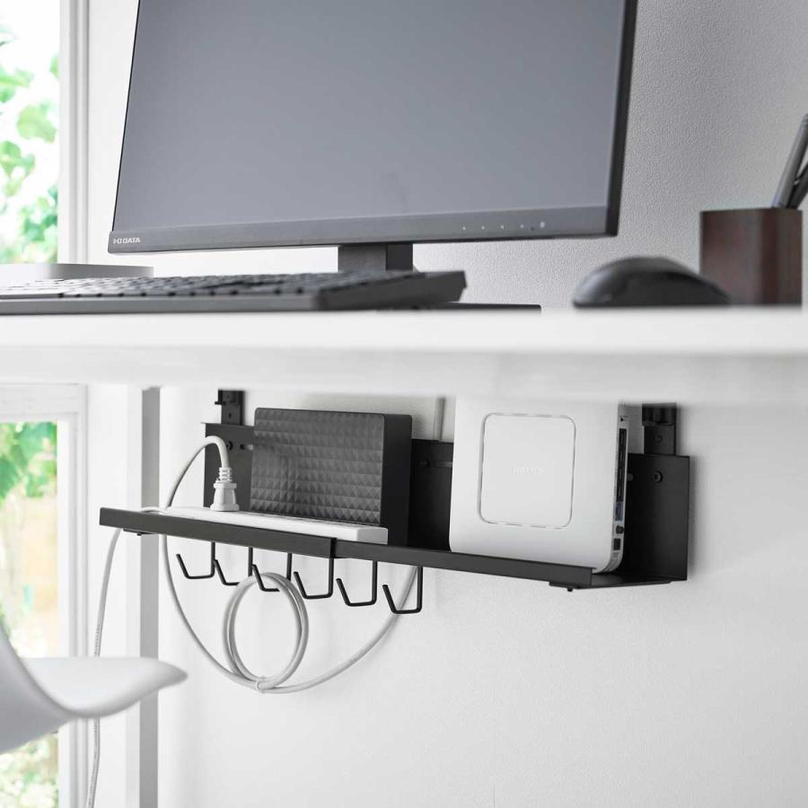 ケーブルトレー 山崎実業 正規品 smart スマート 伸縮デスク下ケーブルトレー ケーブル収納  10417 ブラック | 山崎実業