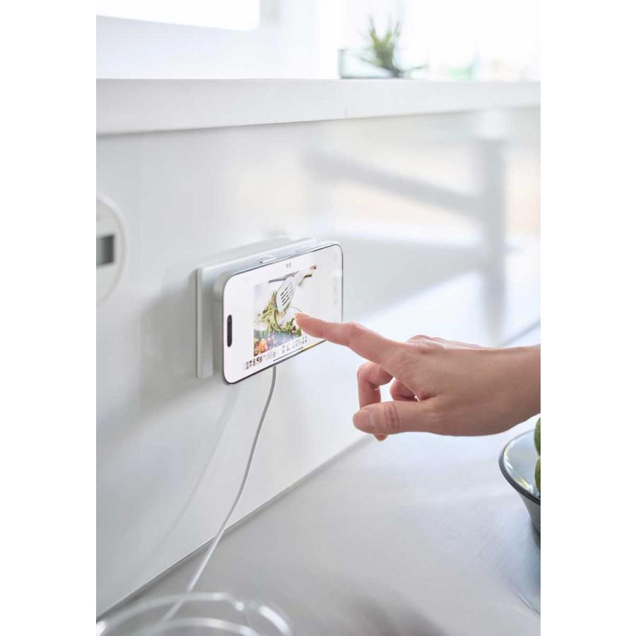 スマホ充電ホルダー 山崎実業 正規品 tower タワー マグネットスマートフォン充電ホルダー ワイヤレス充電器対応  10086 ホワイト | tower | 04