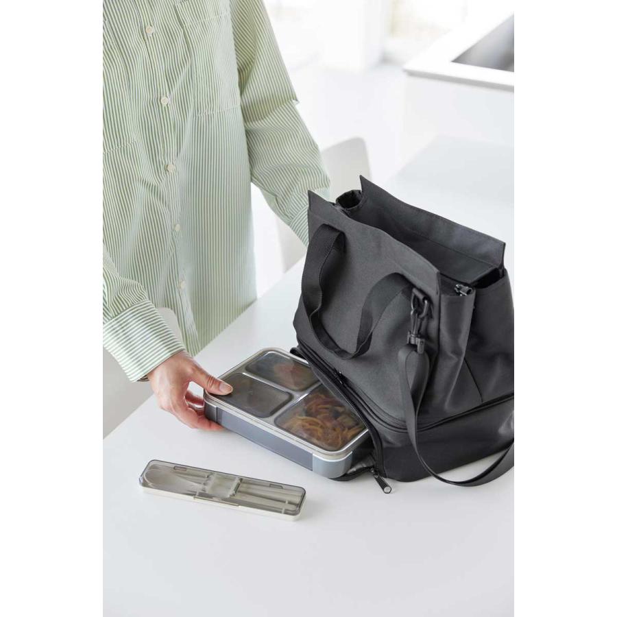 ランチバッグ 山崎実業 正規品 tower タワー セパレートできる横からパッとランチバッグ 保冷バッグ  10728 ブラック | tower | 03