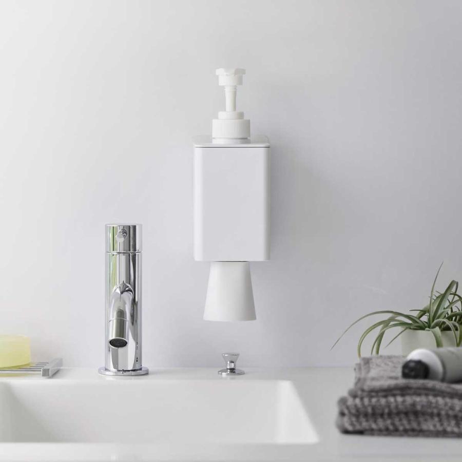 マウスウォッシュ容器 山崎実業 正規品 tower タワー フィルムフックマウスウォッシュディスペンサー＆ミニタンブラー 詰め替え容器  10539 ホワイト | tower