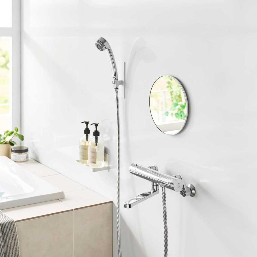 浴室くもり止めミラー 山崎実業 正規品 tower タワー マグネットバスルーム樹脂ミラー 丸型 23cm プラスチックミラー  10171 ホワイト | tower