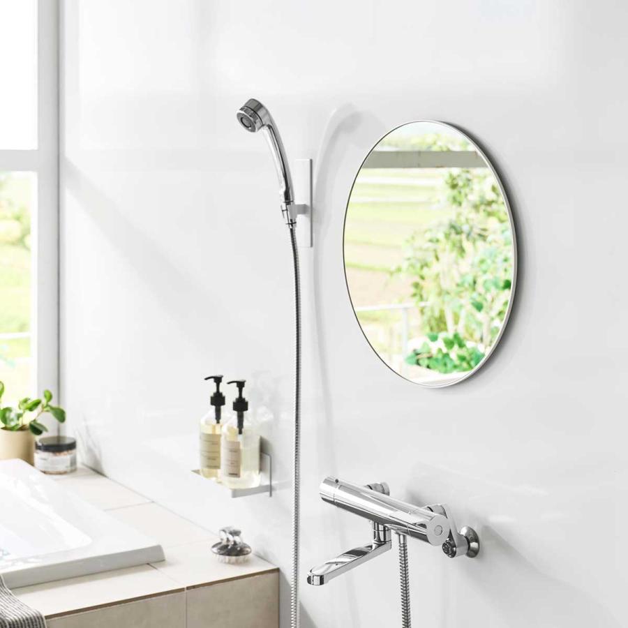 浴室くもり止めミラー 山崎実業 正規品 tower タワー マグネットバスルーム樹脂ミラー 丸型 42cm プラスチックミラー  10173 ホワイト | tower