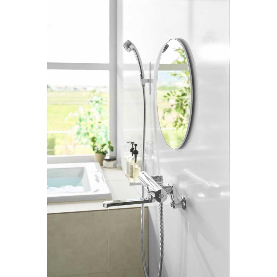 浴室くもり止めミラー 山崎実業 正規品 tower タワー マグネットバスルーム樹脂ミラー 丸型 42cm プラスチックミラー  10173 ホワイト | tower | 02