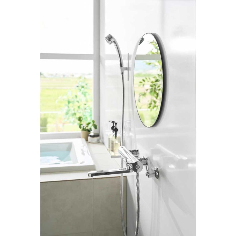 浴室くもり止めミラー 山崎実業 正規品 tower タワー マグネットバスルーム樹脂ミラー 丸型 42cm プラスチックミラー  10174 ブラック | tower | 02