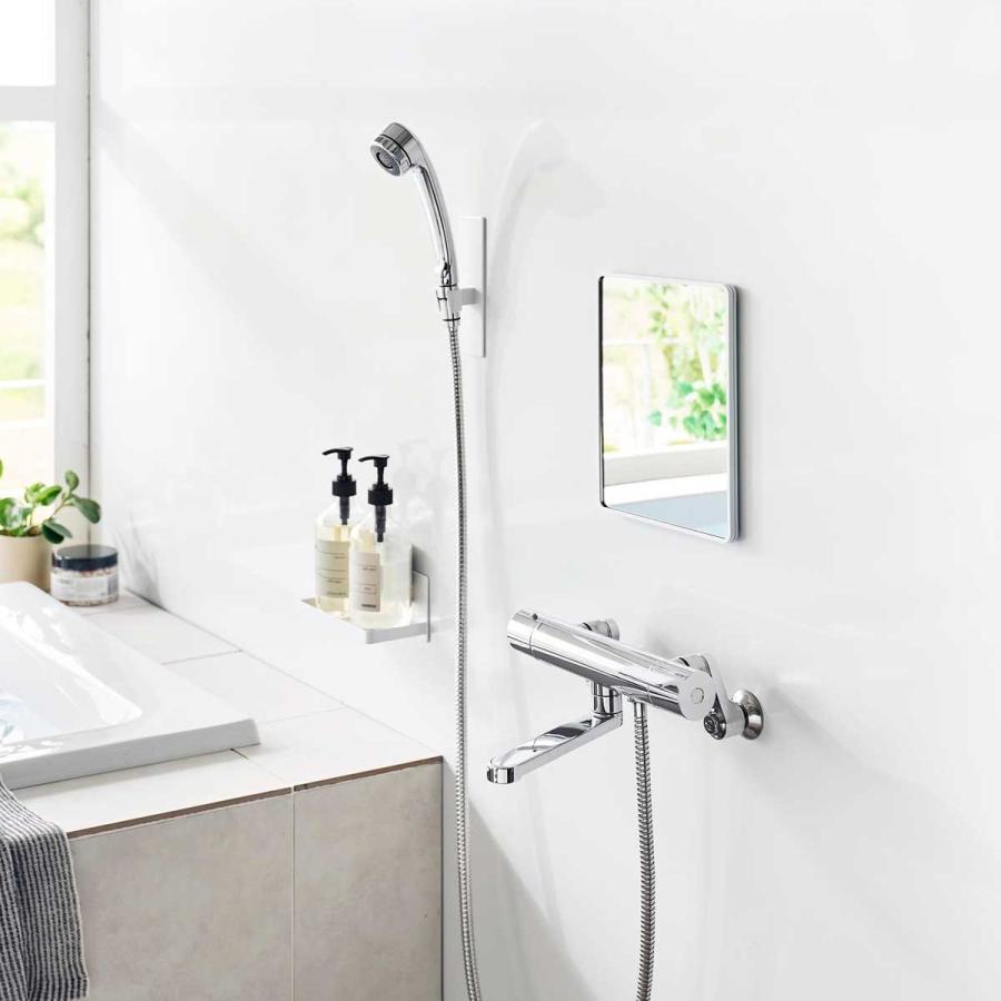 浴室くもり止めミラー 山崎実業 正規品 tower タワー マグネットバスルーム樹脂ミラー 角型 プラスチックミラー  10302 ホワイト | tower