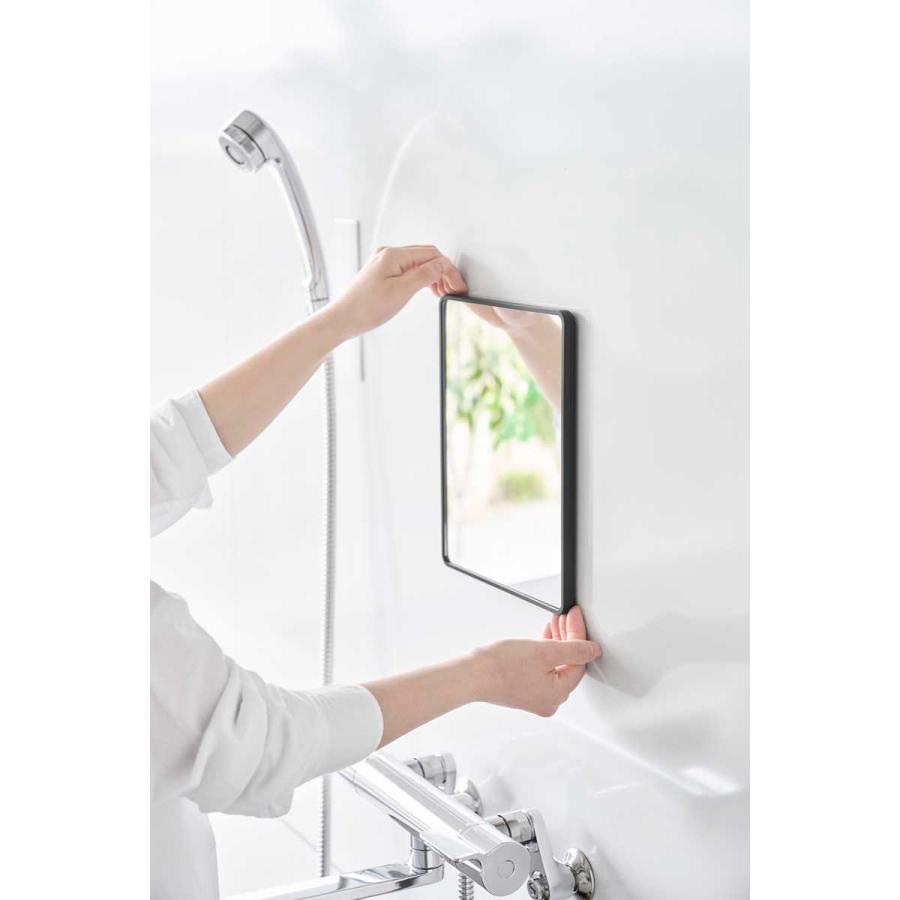 浴室くもり止めミラー 山崎実業 正規品 tower タワー マグネットバスルーム樹脂ミラー 角型 プラスチックミラー  10303 ブラック | tower | 02