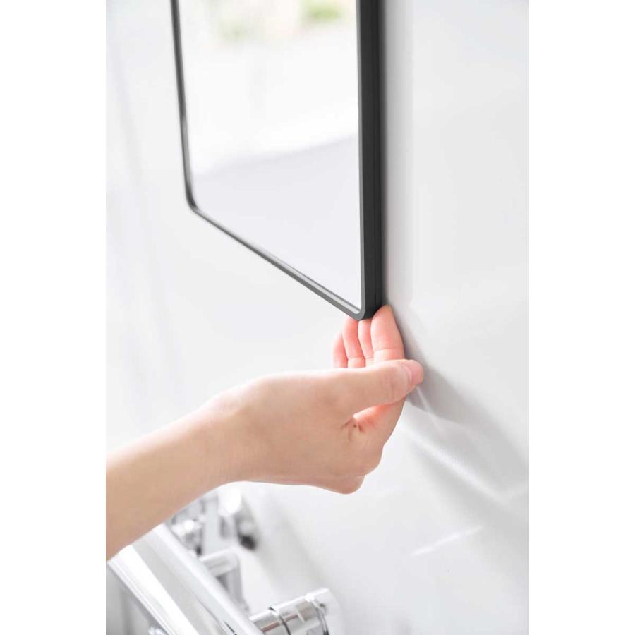 浴室くもり止めミラー 山崎実業 正規品 tower タワー マグネットバスルーム樹脂ミラー 角型 プラスチックミラー  10303 ブラック | tower | 03