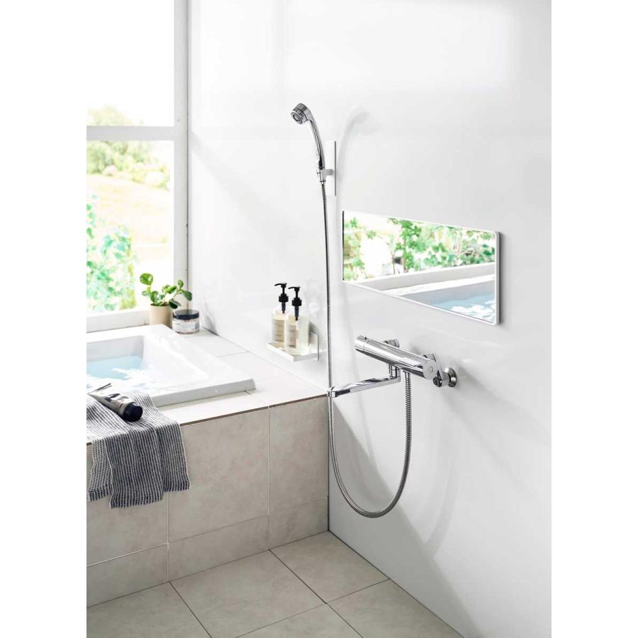 浴室くもり止めミラー 山崎実業 正規品 tower タワー マグネットバスルーム樹脂ミラー 角型 ロング プラスチックミラー  10304 ホワイト | tower | 02