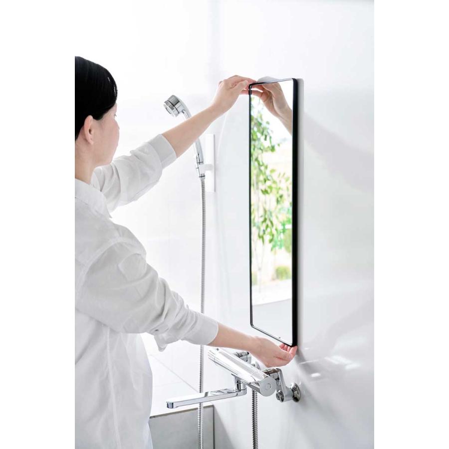 浴室くもり止めミラー 山崎実業 正規品 tower タワー マグネットバスルーム樹脂ミラー 角型 ロング プラスチックミラー  10305 ブラック | tower | 03