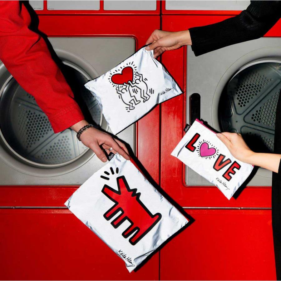 ポーチセット LOQI ローキー Zip Pockets Reflective ポーチ リフレクティブ ジップポケット 3点セット KEITH HARING キース・へリング/ドッグ、ハート、ラブ | LOQI | 01