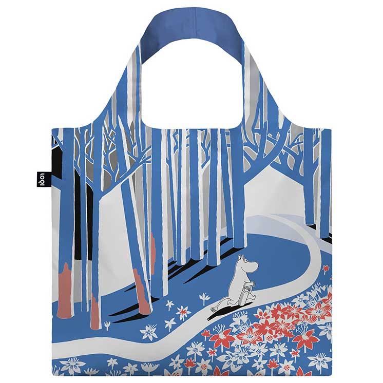 折りたたみトート エコバッグ 正規品 LOQI ローキー Recycled Bag トートバッグ ポーチ付き MOOMIN/BLUE FOREST ムーミン/ブルーフォレスト | LOQI