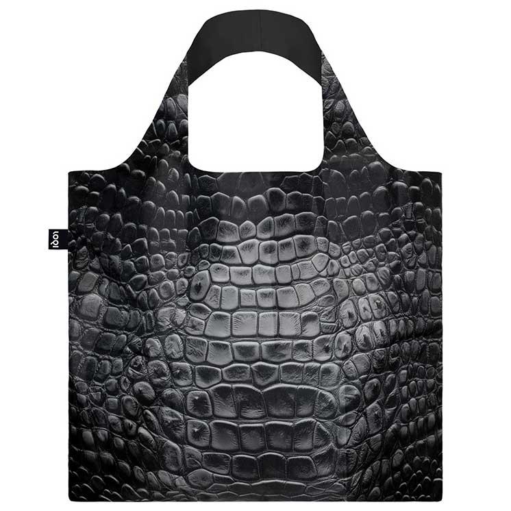 折りたたみトートバッグ 正規品 LOQI ローキー Recycled Bag エコバッグ 大きめ トート 収納ポーチ CROCODILE/Black クロコダイル/ブラック | LOQI