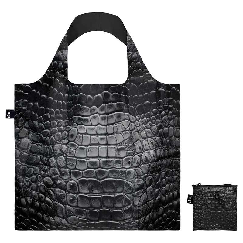 折りたたみトートバッグ 正規品 LOQI ローキー Recycled Bag エコバッグ 大きめ トート 収納ポーチ CROCODILE/Black クロコダイル/ブラック | LOQI | 02