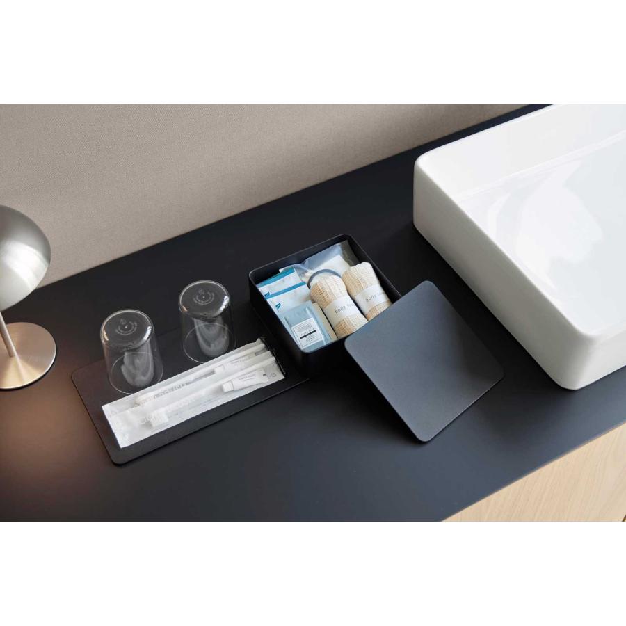 ホテルライク 山崎実業 正規品 tower タワー 収納ボックス付きトレー ラグジュアリー  10796 ブラック | tower | 04