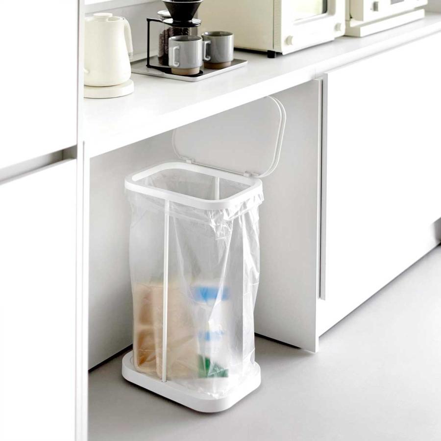 ゴミ箱 山崎実業 LUCE ルーチェ キャスター付き横開き分別ゴミ袋ホルダー ダストボックス ごみ箱  10567 ホワイト | 山崎実業