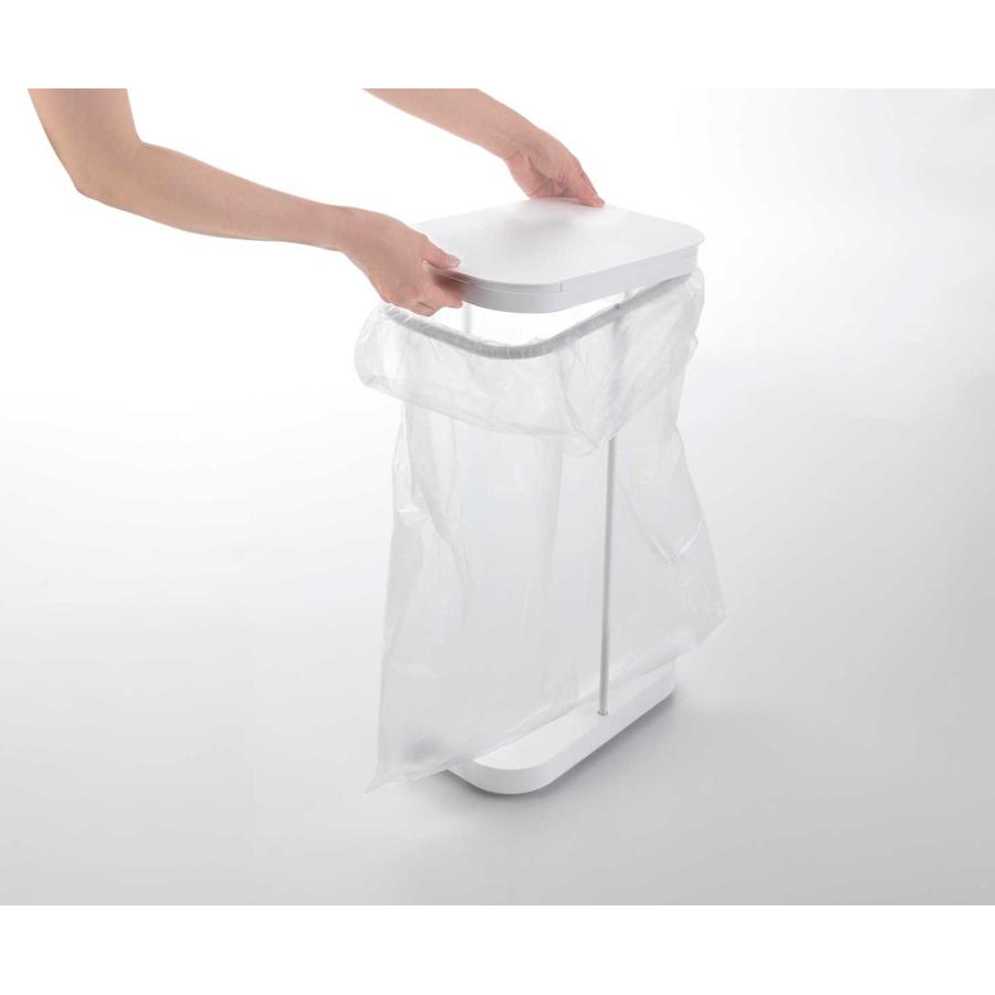 ゴミ箱 山崎実業 LUCE ルーチェ キャスター付き横開き分別ゴミ袋ホルダー ダストボックス ごみ箱  10567 ホワイト | 山崎実業 | 06